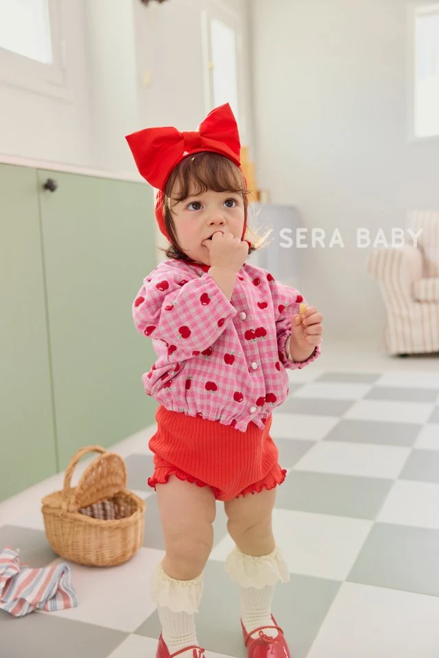 Sera - Korean Baby Fashion - #babyoutfit - Bebe Apple Check Cardigan