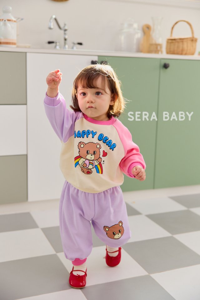 Sera - Korean Baby Fashion - #onlinebabyshop - Bebe Rainbow Bear Top Bottom Set - 12