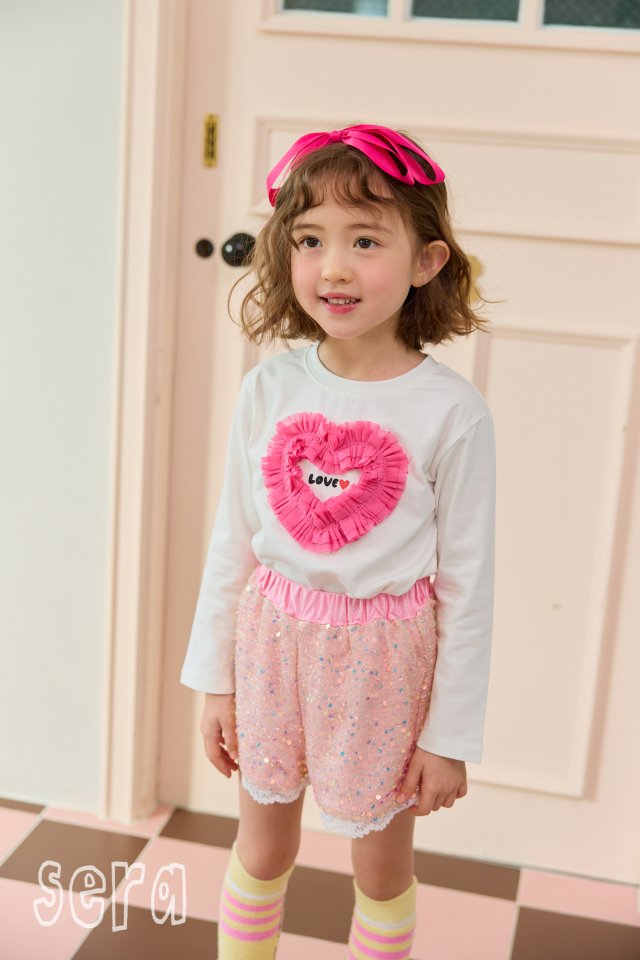 Sera - Korean Children Fashion - #Kfashion4kids - Frill Heart Span Tee - 11