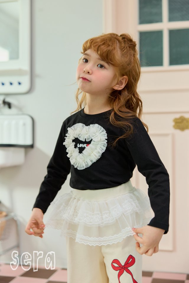 Sera - Korean Children Fashion - #childofig - Frill Heart Span Tee - 2