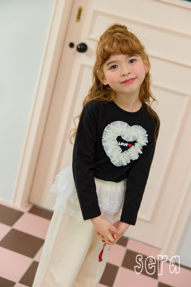 Sera - Korean Children Fashion - #childofig - Frill Heart Span Tee - 3