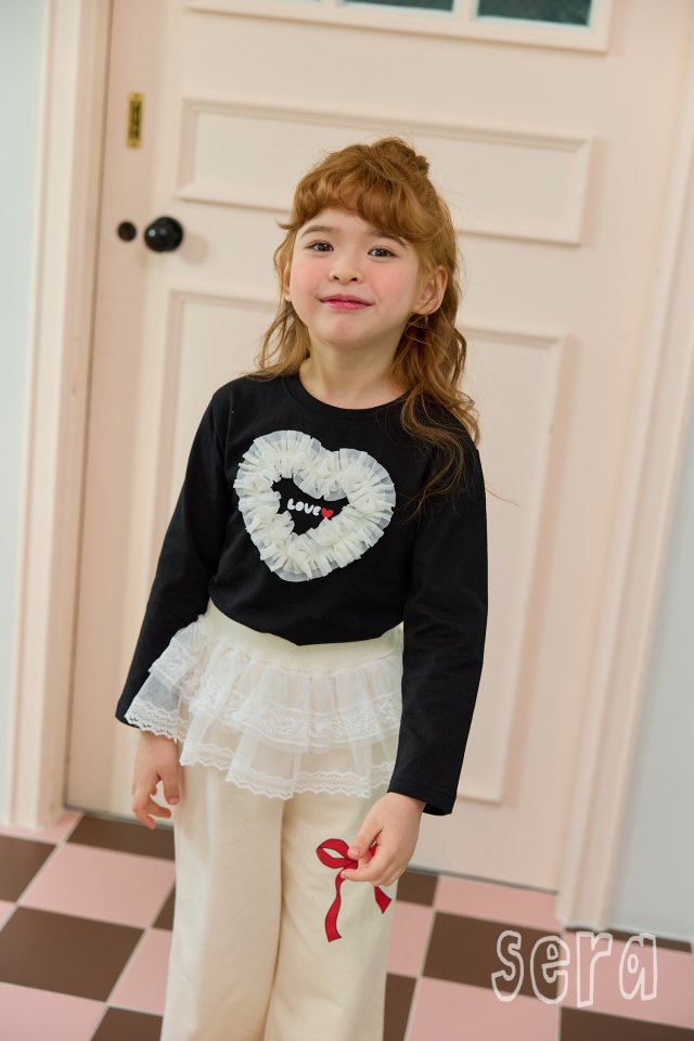 Sera - Korean Children Fashion - #childofig - Frill Heart Span Tee - 4