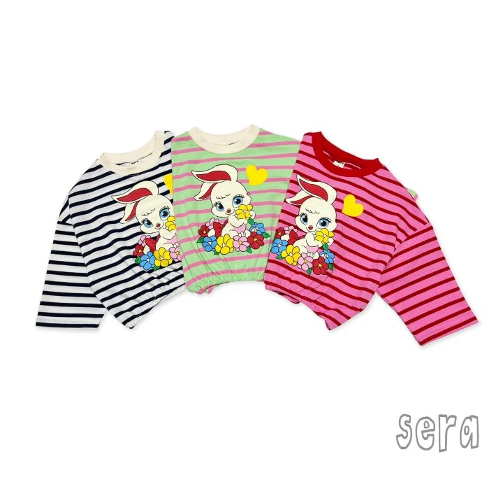 Sera - Korean Children Fashion - #childrensboutique - Flower Stripe Tee