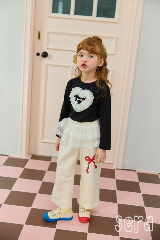 Sera - Korean Children Fashion - #designkidswear - Frill Heart Span Tee - 5