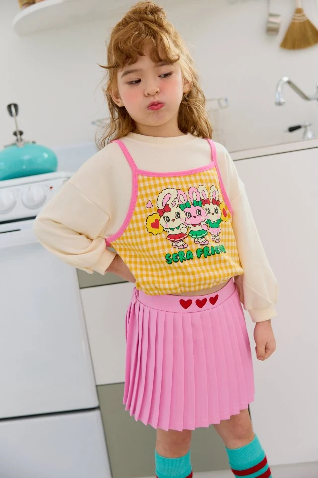 Sera - Korean Children Fashion - #childrensboutique - Heart Pleated Skirt - 4