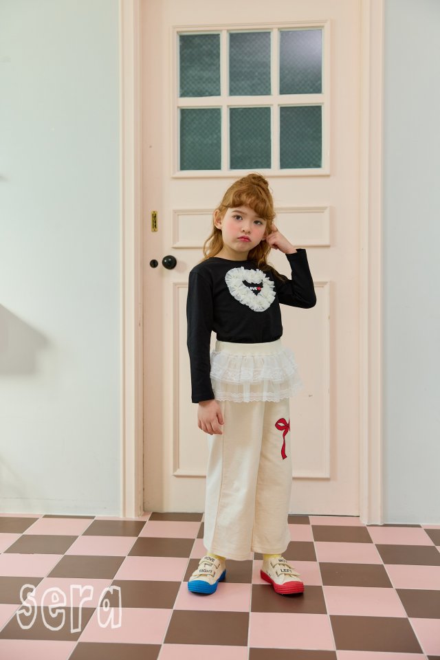 Sera - Korean Children Fashion - #discoveringself - Frill Heart Span Tee - 6