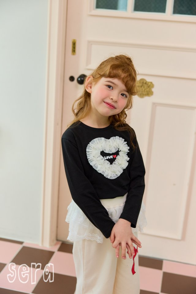 Sera - Korean Children Fashion - #kidsshorts - Frill Heart Span Tee - 8