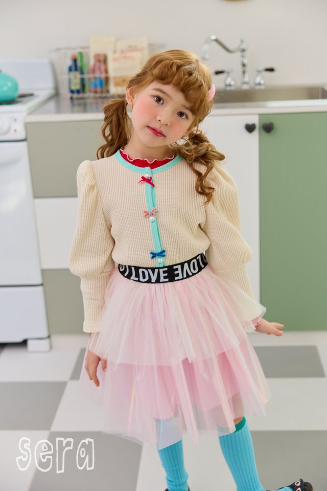 Sera - Korean Children Fashion - #kidsshorts - Puff Ribbon Cardigan - 6