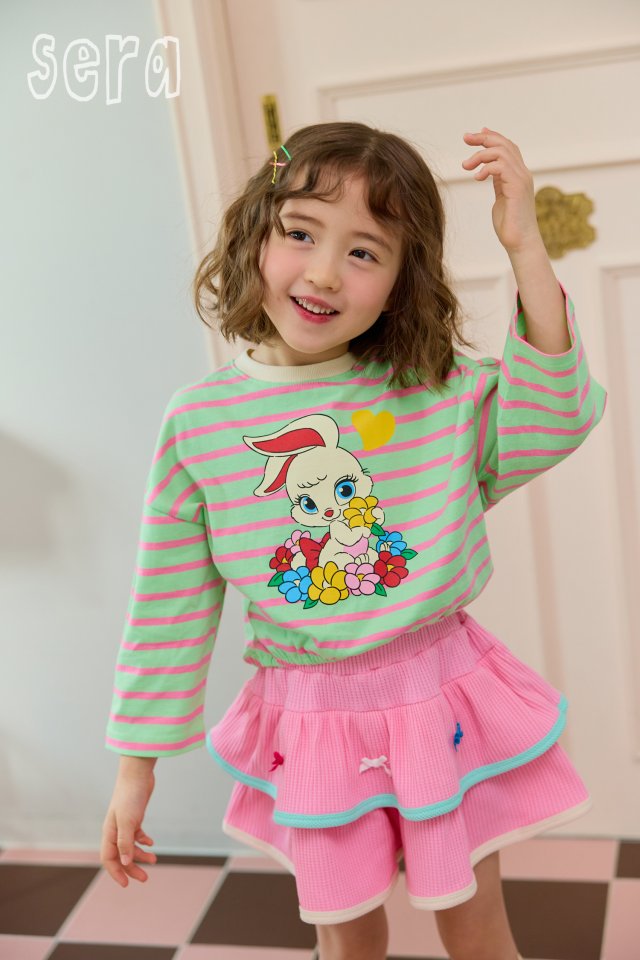 Sera - Korean Children Fashion - #kidsshorts - Flower Stripe Tee - 5