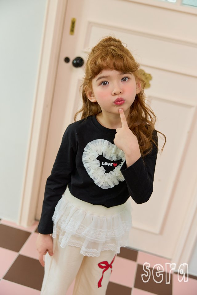 Sera - Korean Children Fashion - #kidsstore - Frill Heart Span Tee - 9