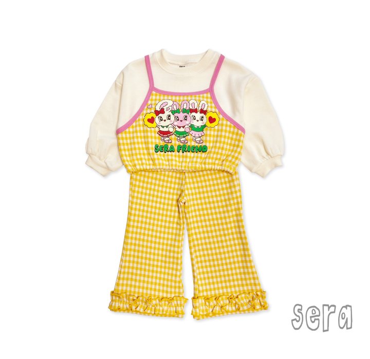 Sera - Korean Children Fashion - #littlefashionista - Cheerleader Check Bootcut Top Bottom Set - 3