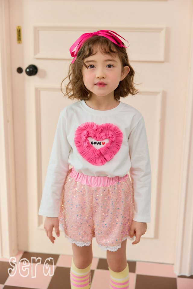 Sera - Korean Children Fashion - #littlefashionista - Frill Heart Span Tee - 12