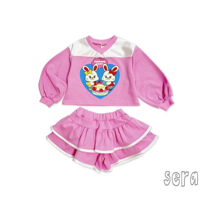 Sera - Korean Children Fashion - #minifashionista - Twin Heart Skirt Pants Top Bottom Set - 3