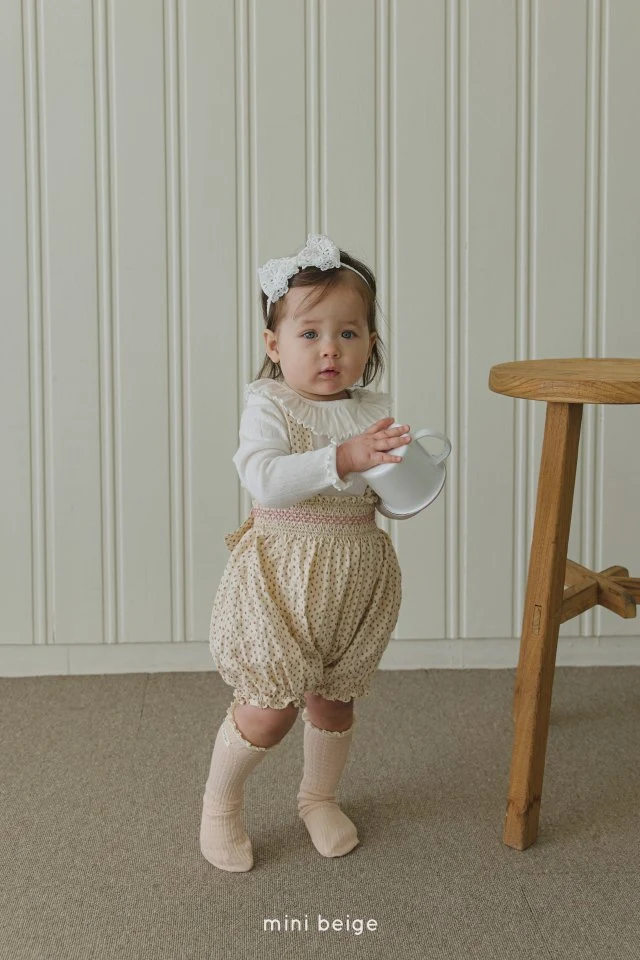 The Beige - Korean Baby Fashion - #babyfever - Flower Suspenders Bloomers - 10