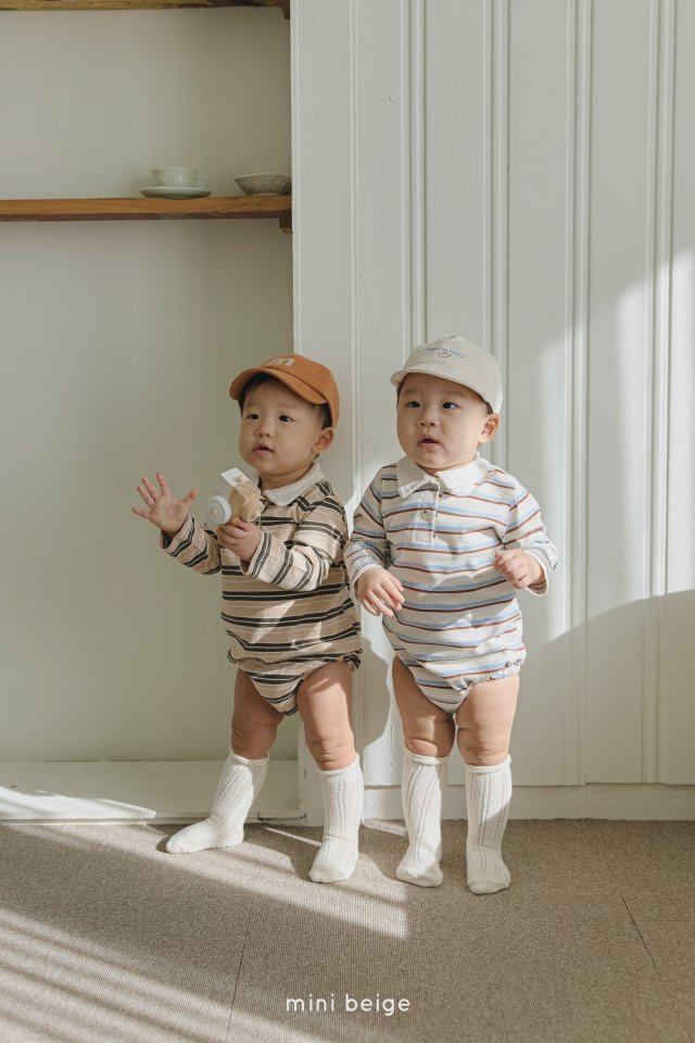 The Beige - Korean Baby Fashion - #babyfever - Stripe Collar Suit