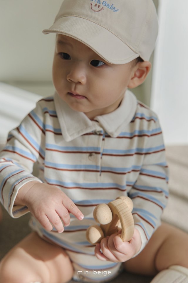 The Beige - Korean Baby Fashion - #babylifestyle - Stripe Collar Suit - 3