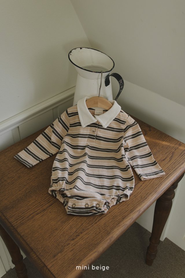 The Beige - Korean Baby Fashion - #babyoutfit - Stripe Collar Suit - 6