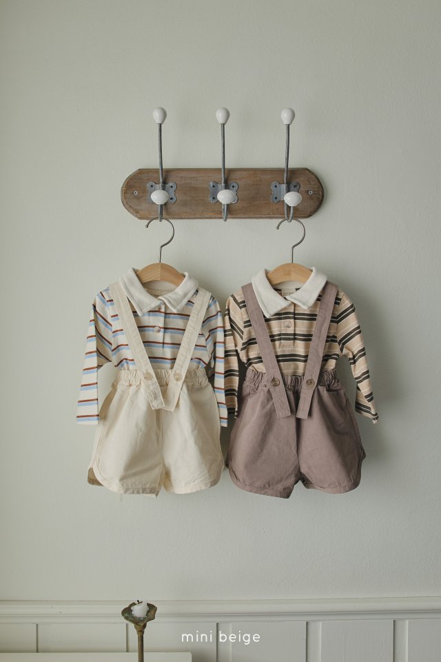 The Beige - Korean Baby Fashion - #onlinebabyboutique - Stripe Collar Suit - 9