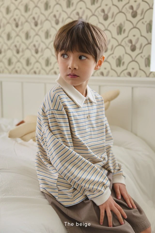 The Beige - Korean Children Fashion - #magicofchildhood - Multi Stripe Collar Tee - 10