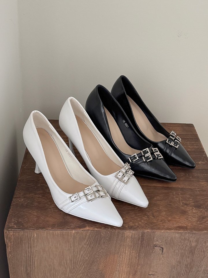 Vade - Korean Women Fashion - #womensfashion - Belt Velcro Strap Stiletto High Heel Pumps - 12