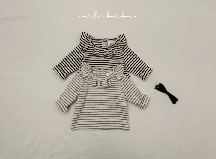 Valu Bebe - Korean Baby Fashion - #babyboutique - Bebe Veronica Stripe Frill Tee