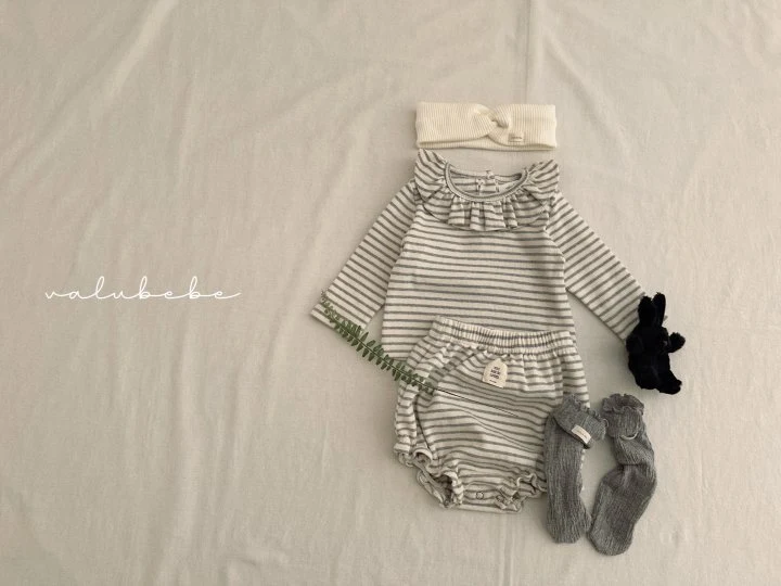 Valu Bebe - Korean Baby Fashion - #babyboutiqueclothing - Kids Veronica Stripe Frill Tee