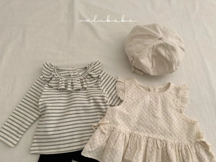 Valu Bebe - Korean Baby Fashion - #babyfever - Bebe Veronica Stripe Frill Tee - 5