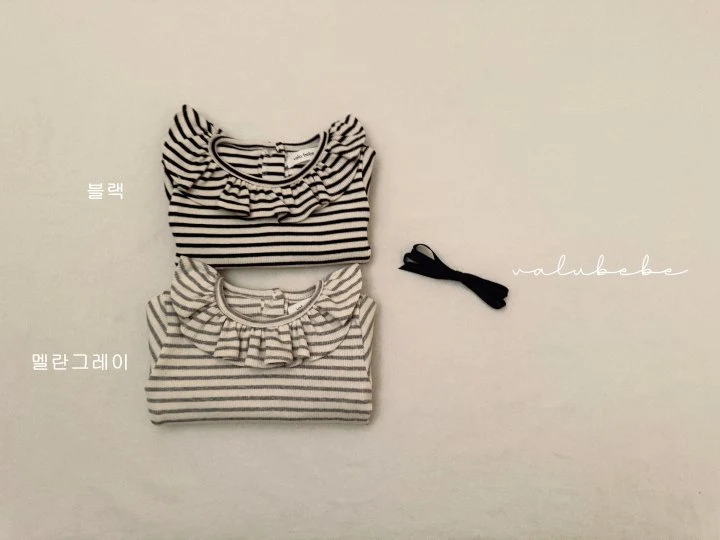 Valu Bebe - Korean Baby Fashion - #babyfashion - Kids Veronica Stripe Frill Tee - 4