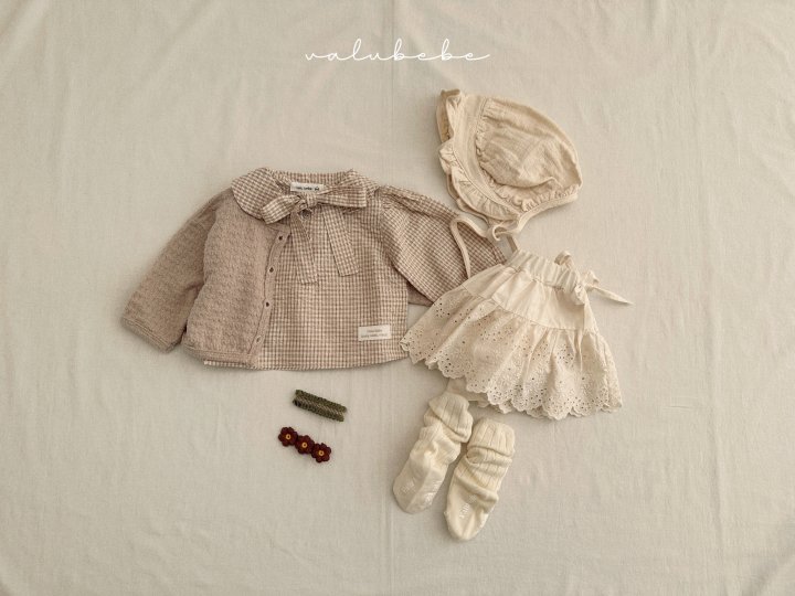 Valu Bebe - Korean Baby Fashion - #babygirlfashion - Small Check Tie Blouse (Bebe)