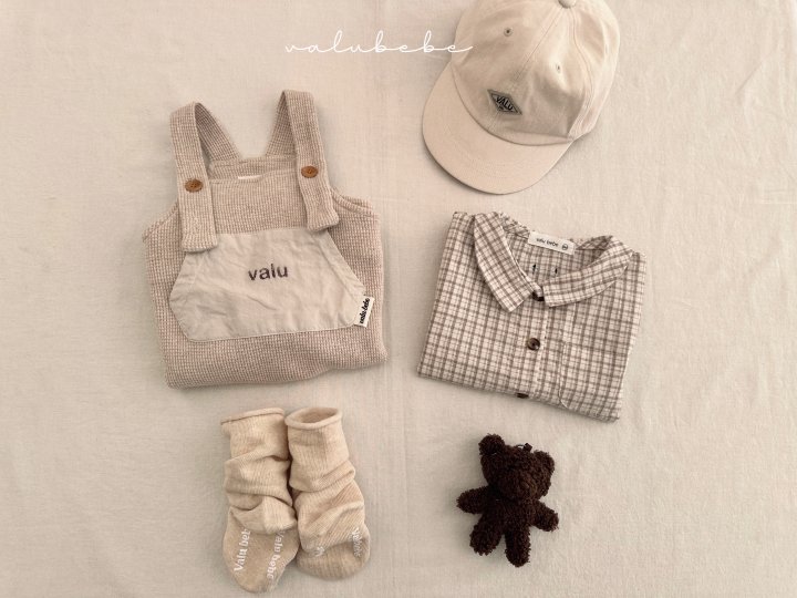 Valu Bebe - Korean Baby Fashion - #babygirlfashion - Bebe Valu Waffle Suspenders Suit - 7