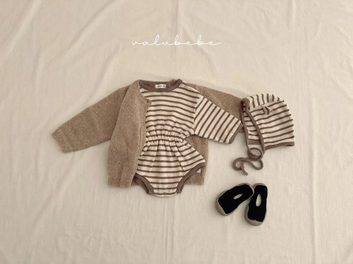 Valu Bebe - Korean Baby Fashion - #babylifestyle - Bebe Latte Stripe Suit - 11