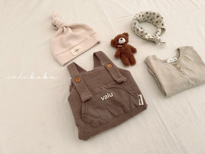 Valu Bebe - Korean Baby Fashion - #babylifestyle - Bebe Valu Waffle Suspenders Suit - 8