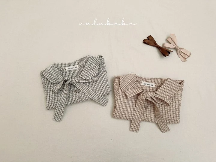 Valu Bebe - Korean Baby Fashion - #babyoninstagram - Small Check Tie Blouse (Bebe) - 3