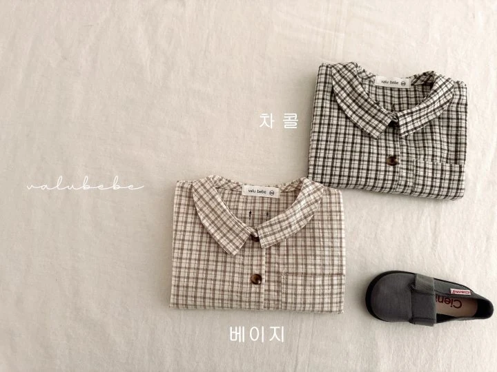 Valu Bebe - Korean Baby Fashion - #babyoninstagram - Kids Bunny Check Collar Shirt