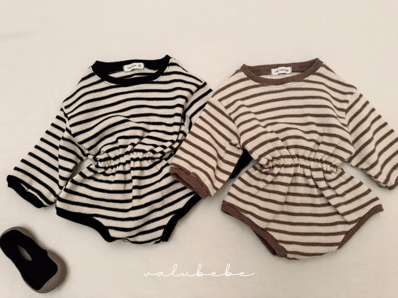 Valu Bebe - Korean Baby Fashion - #babyoninstagram - Bebe Latte Stripe Suit - 12