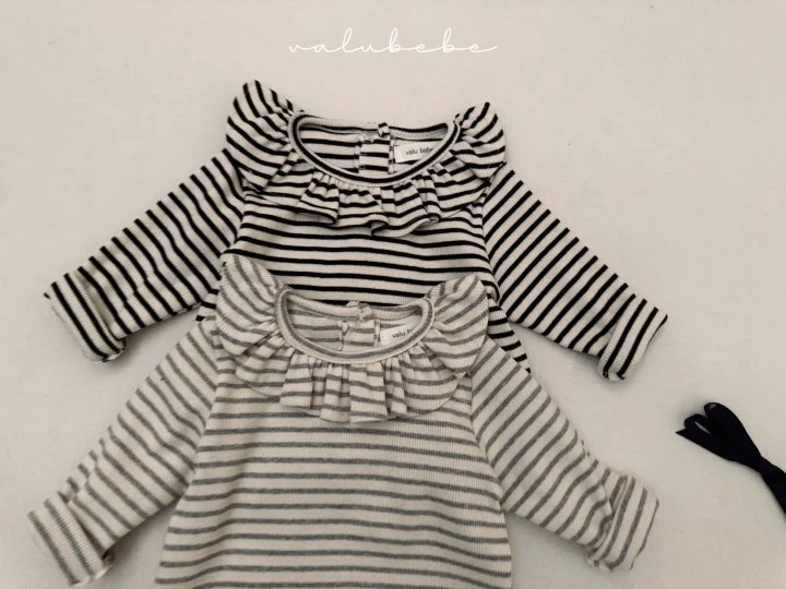 Valu Bebe - Korean Baby Fashion - #babyootd - Bebe Veronica Stripe Frill Tee - 9