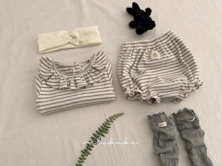 Valu Bebe - Korean Baby Fashion - #babyoutfit - Bebe Veronica Stripe Frill Tee - 11