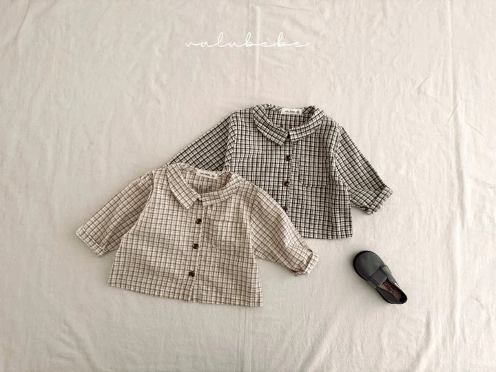 Valu Bebe - Korean Baby Fashion - #babyootd - Bebe Bunny Check Collar Shirt - 4