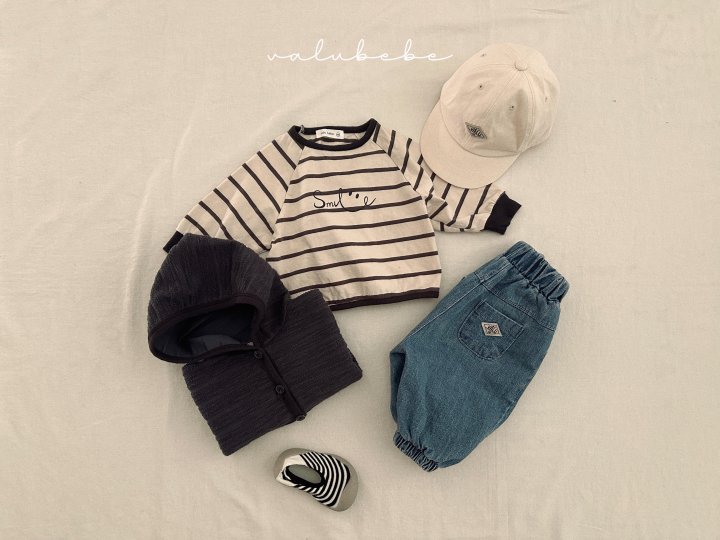 Valu Bebe - Korean Baby Fashion - #babyoutfit - Bebe Smile Stripe Tee - 6