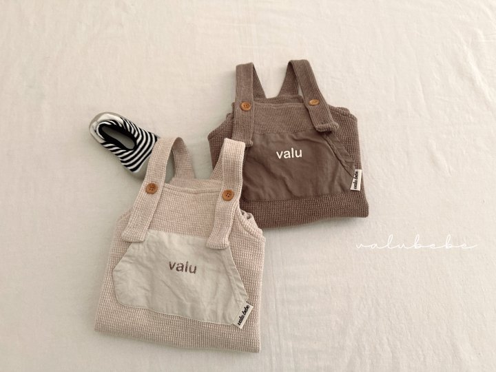 Valu Bebe - Korean Baby Fashion - #babyoutfit - Bebe Valu Waffle Suspenders Suit - 11