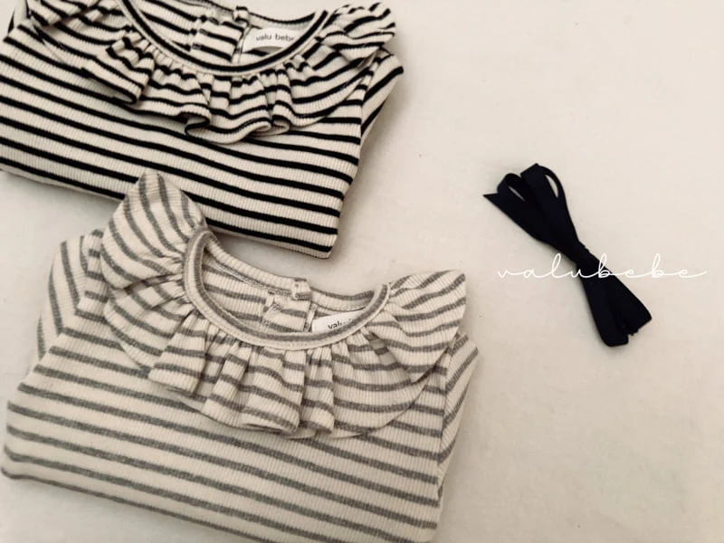 Valu Bebe - Korean Baby Fashion - #babywear - Bebe Veronica Stripe Frill Tee - 12