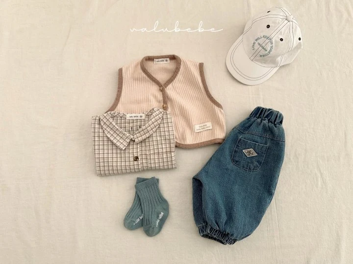 Valu Bebe - Korean Baby Fashion - #babywear - Bebe Bunny Check Collar Shirt - 6