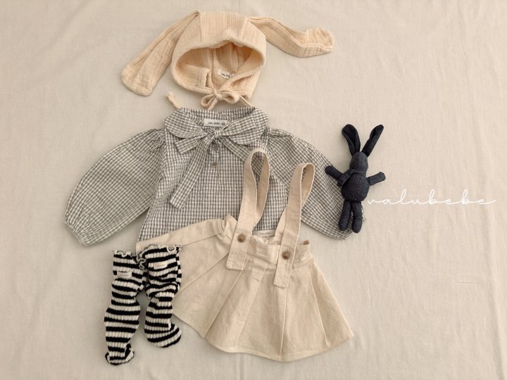 Valu Bebe - Korean Baby Fashion - #onlinebabyboutique - Small Check Tie Blouse (Bebe) - 8