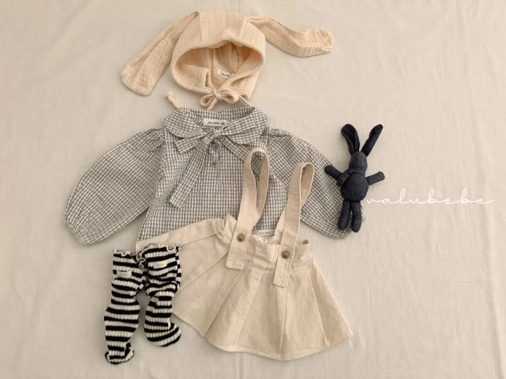 Valu Bebe - Korean Baby Fashion - #onlinebabyshop - Small Check Tie Blouse (Kids) - 8