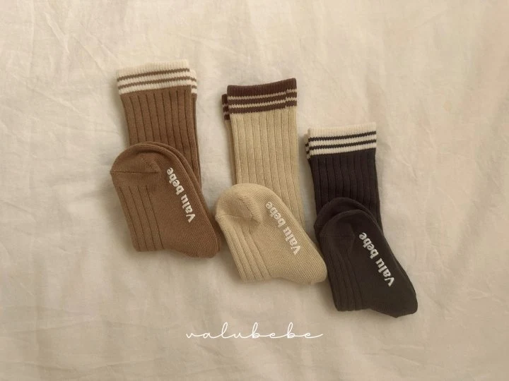 Valu Bebe - Korean Baby Fashion - #onlinebabyshop - Ribbed Line Socks