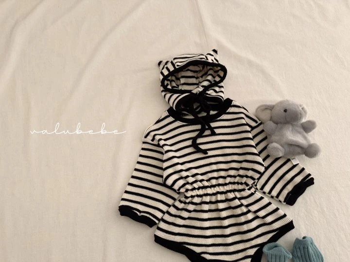 Valu Bebe - Korean Baby Fashion - #onlinebabyshop - Bebe Latte Stripe Suit - 4