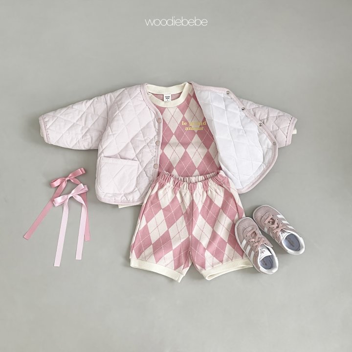 Woodie - Korean Baby Fashion - #babyboutique - Argyle Top Bottom Set - 6