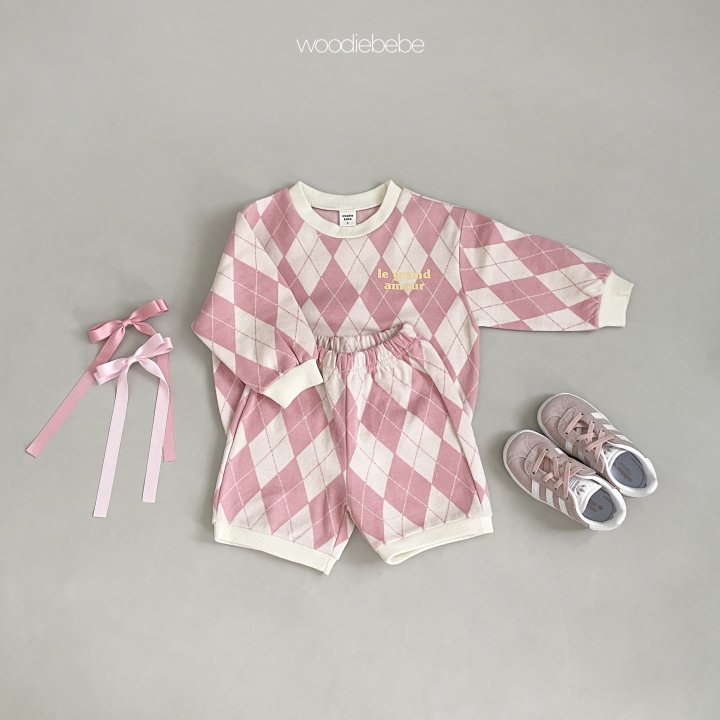 Woodie - Korean Baby Fashion - #babyboutique - Argyle Top Bottom Set - 7