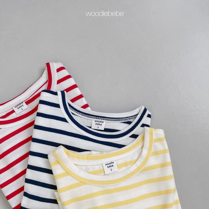 Woodie - Korean Baby Fashion - #babyboutiqueclothing - Spring Stripe Plain Tee Set - 4