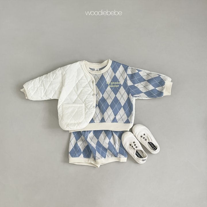 Woodie - Korean Baby Fashion - #babyclothing - Argyle Top Bottom Set - 9